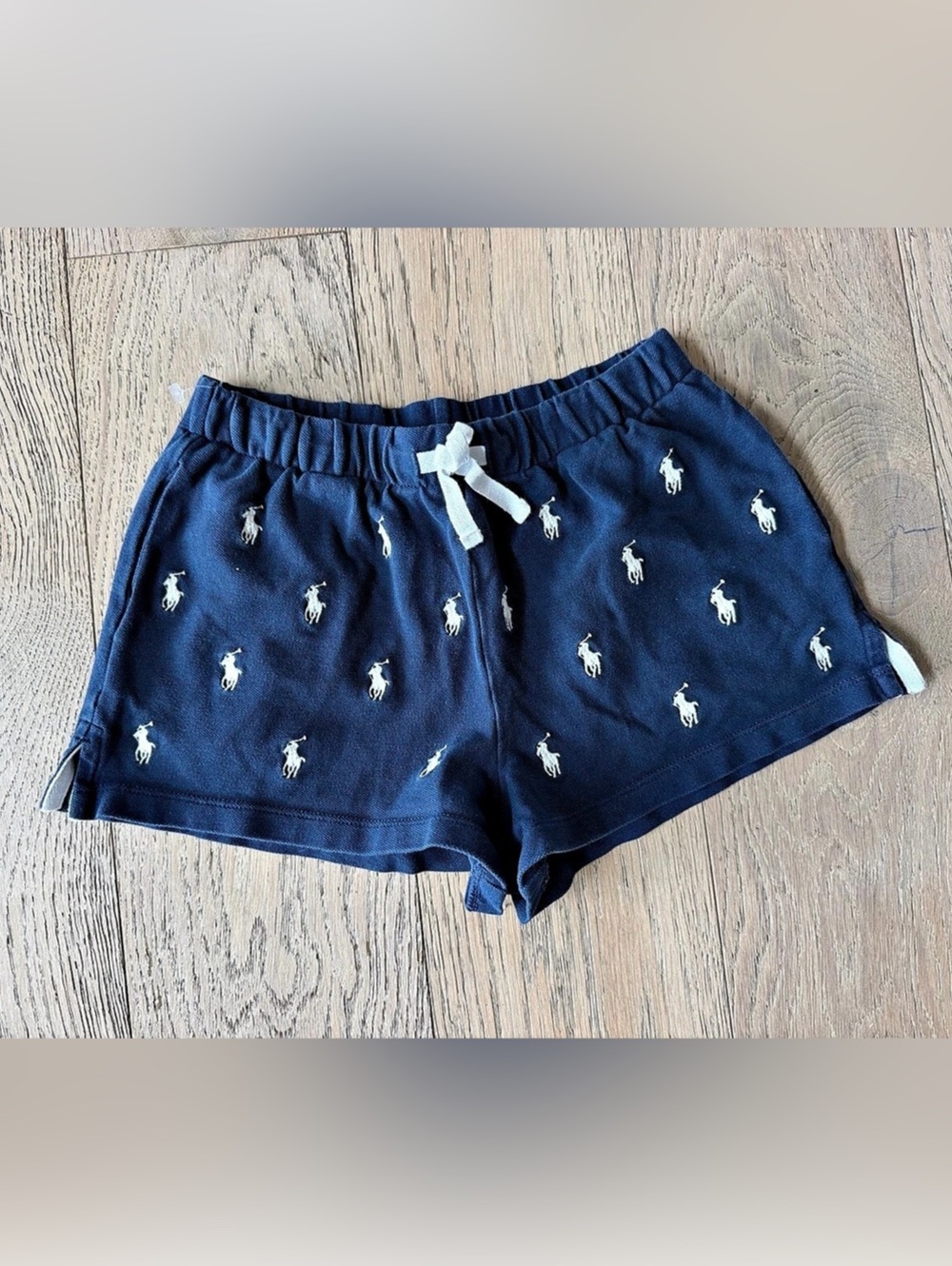 Polo Ralph Lauren Girls Blue All-Over Pony French Terry Shorts Size M (8-10